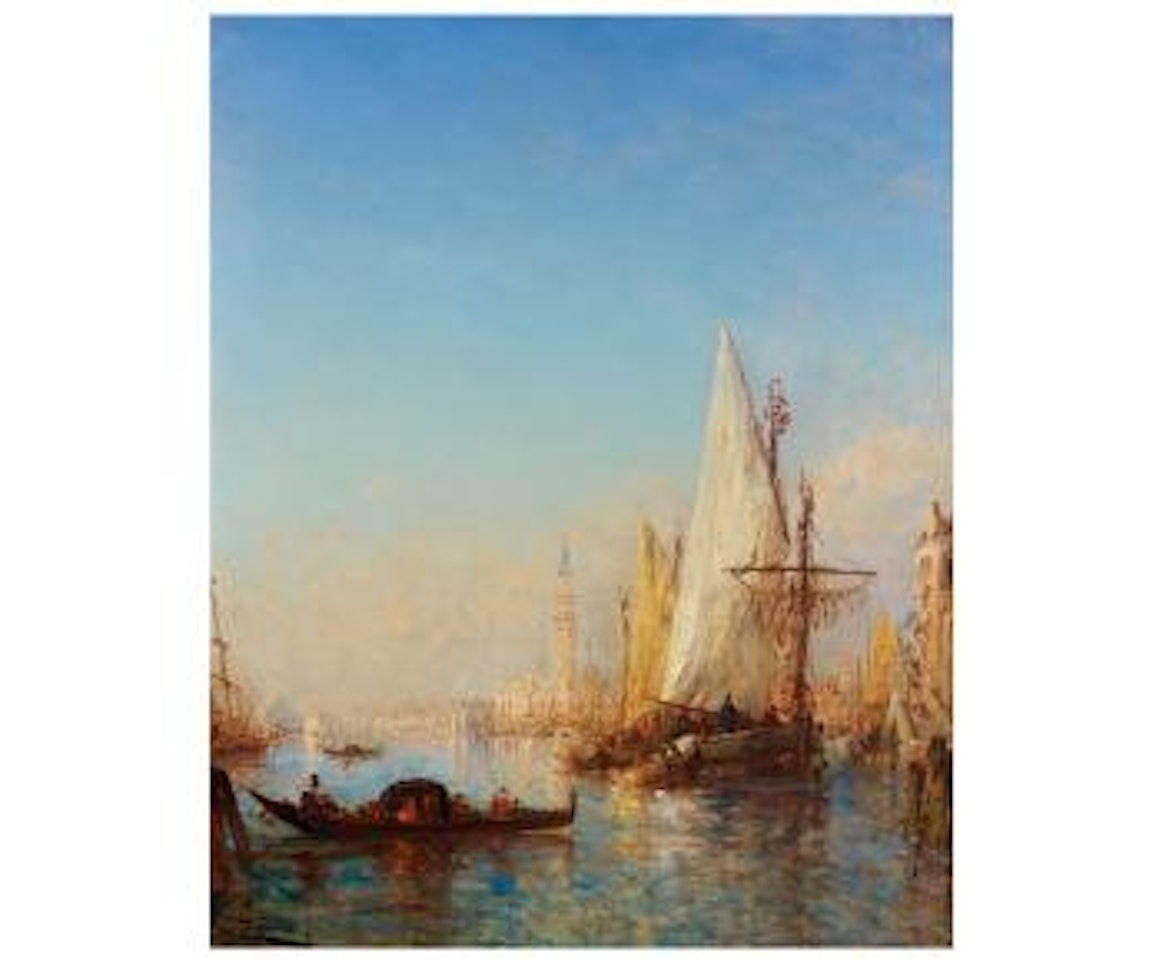 Voiliers et gondoles dans le bassin by Félix Ziem