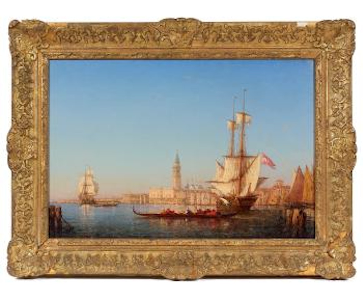 Frégate et gondole dans le bassin by Félix Ziem