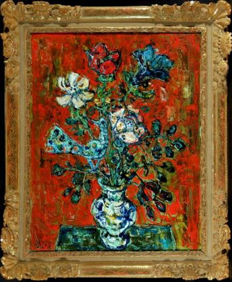 Blumenstrauß mit Vogel in Vase by Paul Aizpiri