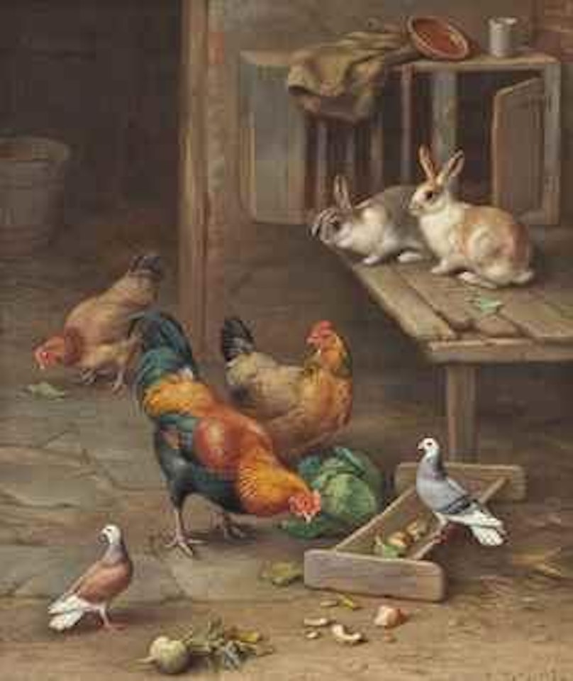 In the farmyard by Edgar Hunt
