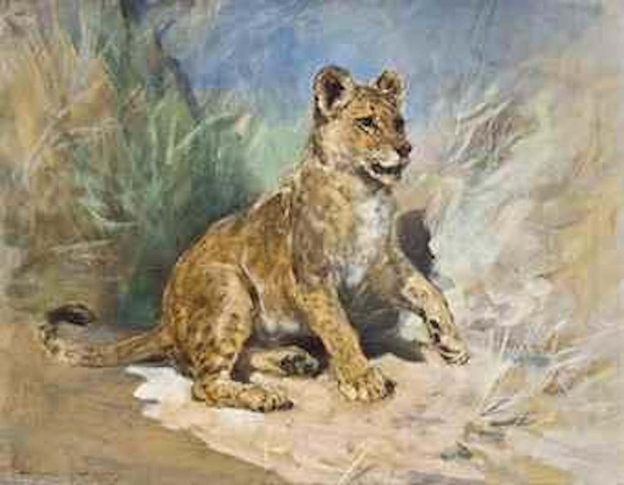 A lion cub by Heywood Hardy
