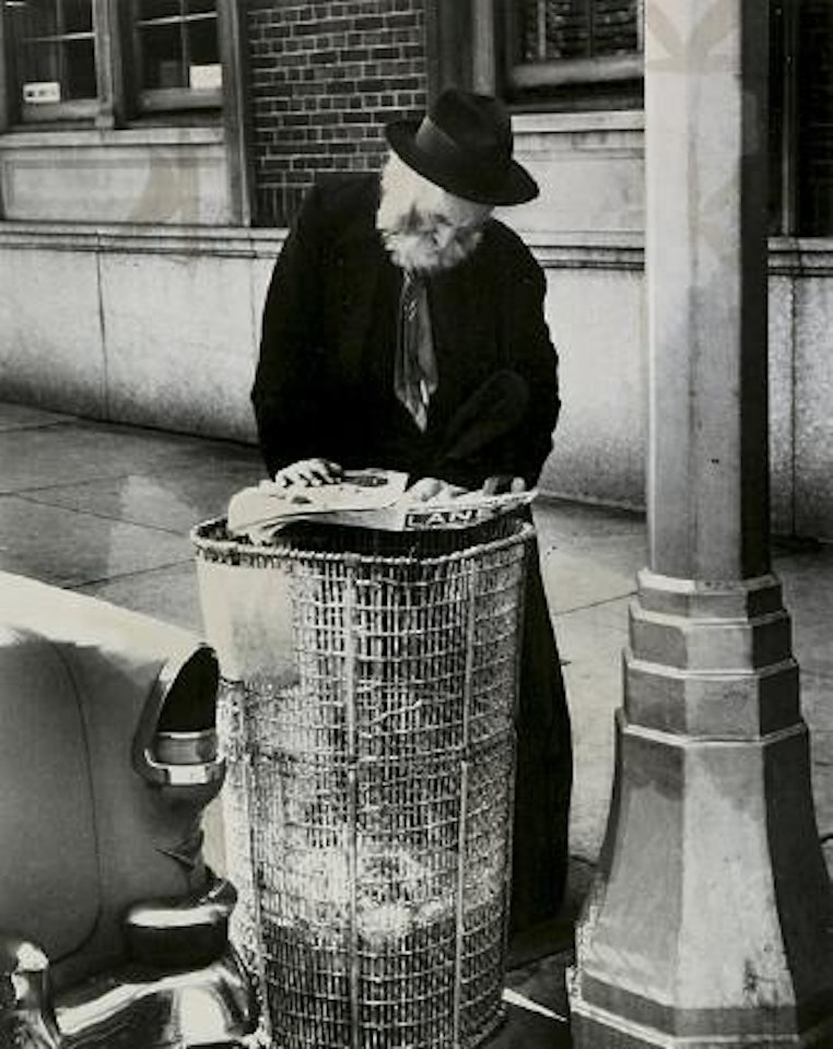 Old Man Reading on Park Avenue, New York City by André Kertész