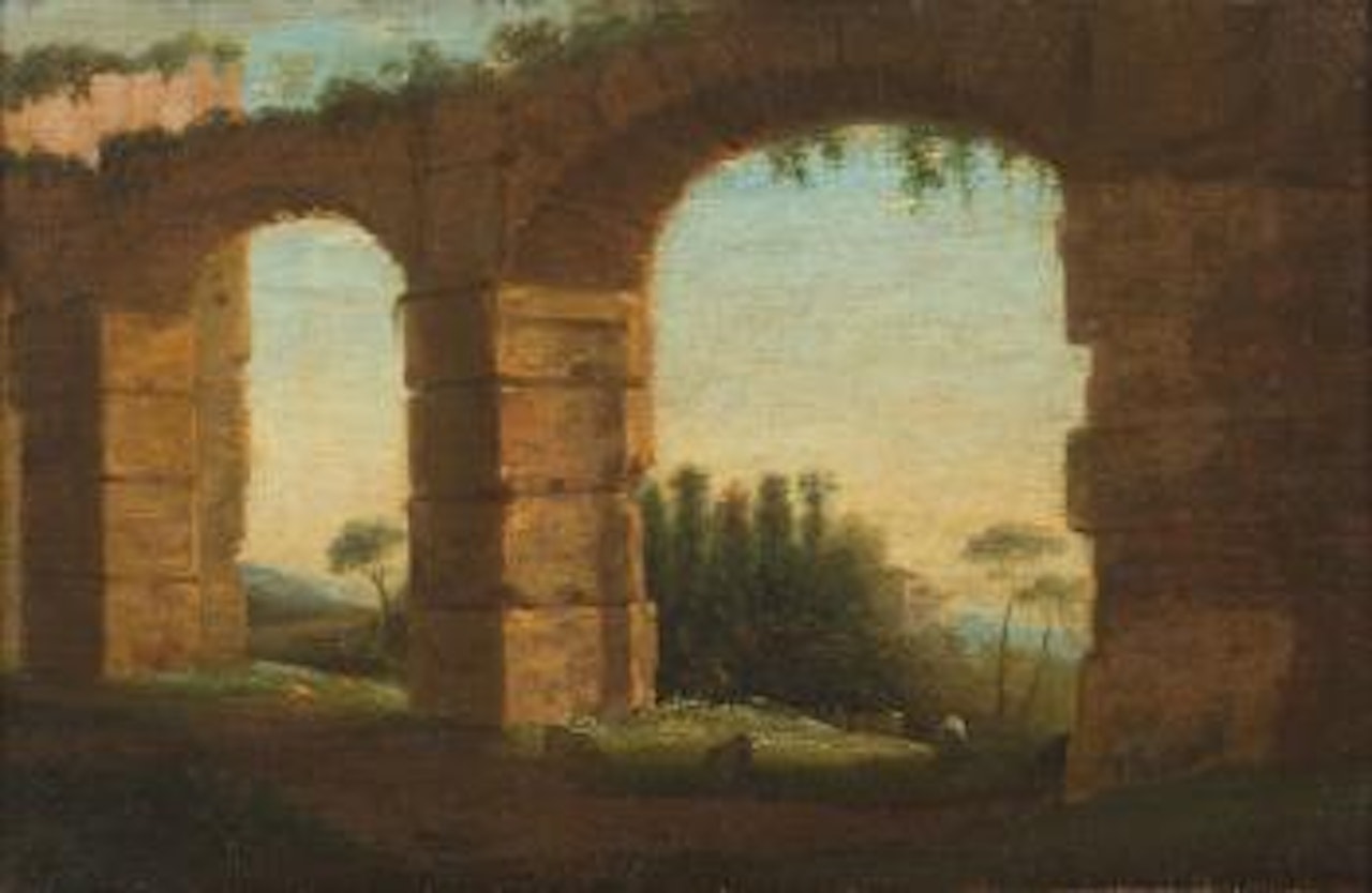 Paysage de la campagne romaine avec deux arches by Claude Lorrain