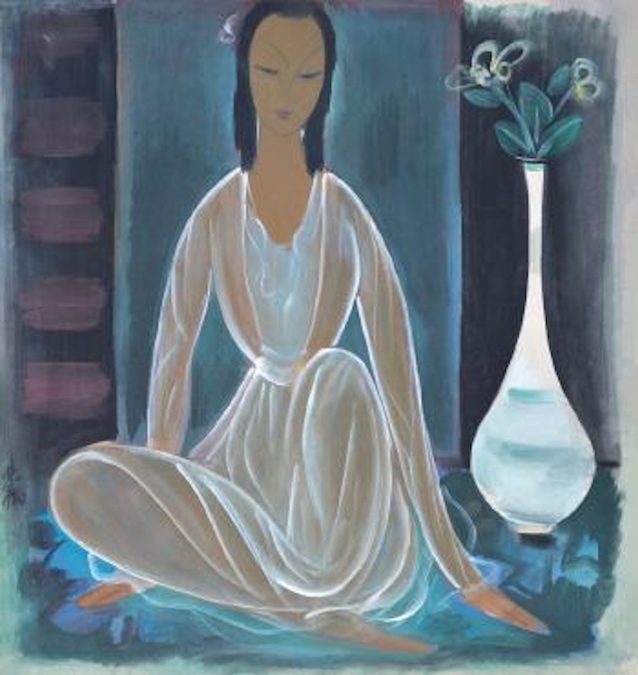 Lady with Vase by Lin Fengmian