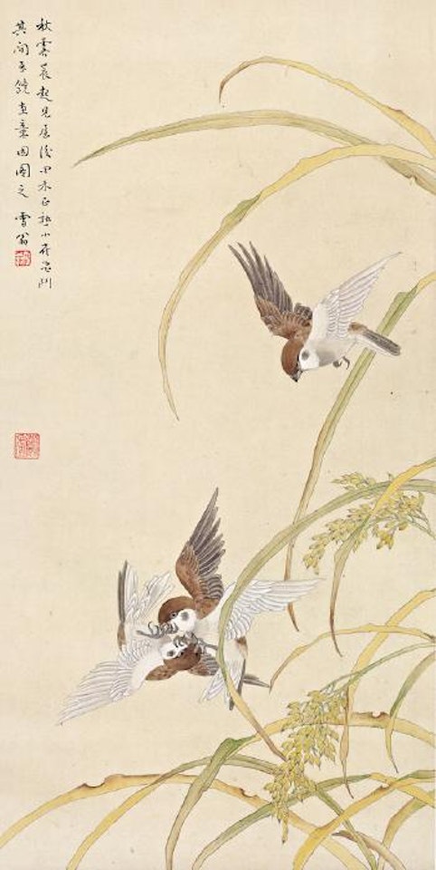 Sparrows and rice by Chen Zhifo