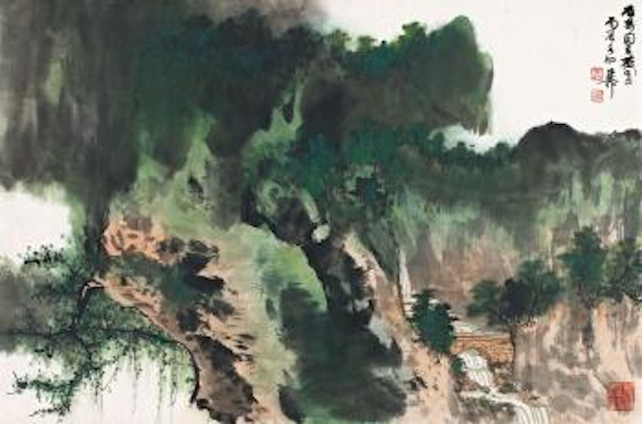 Creek in mountain by Xie Zhiliu