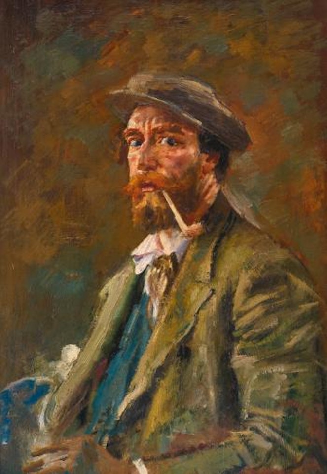 Self portrait with pipe by Augustus Edwin John