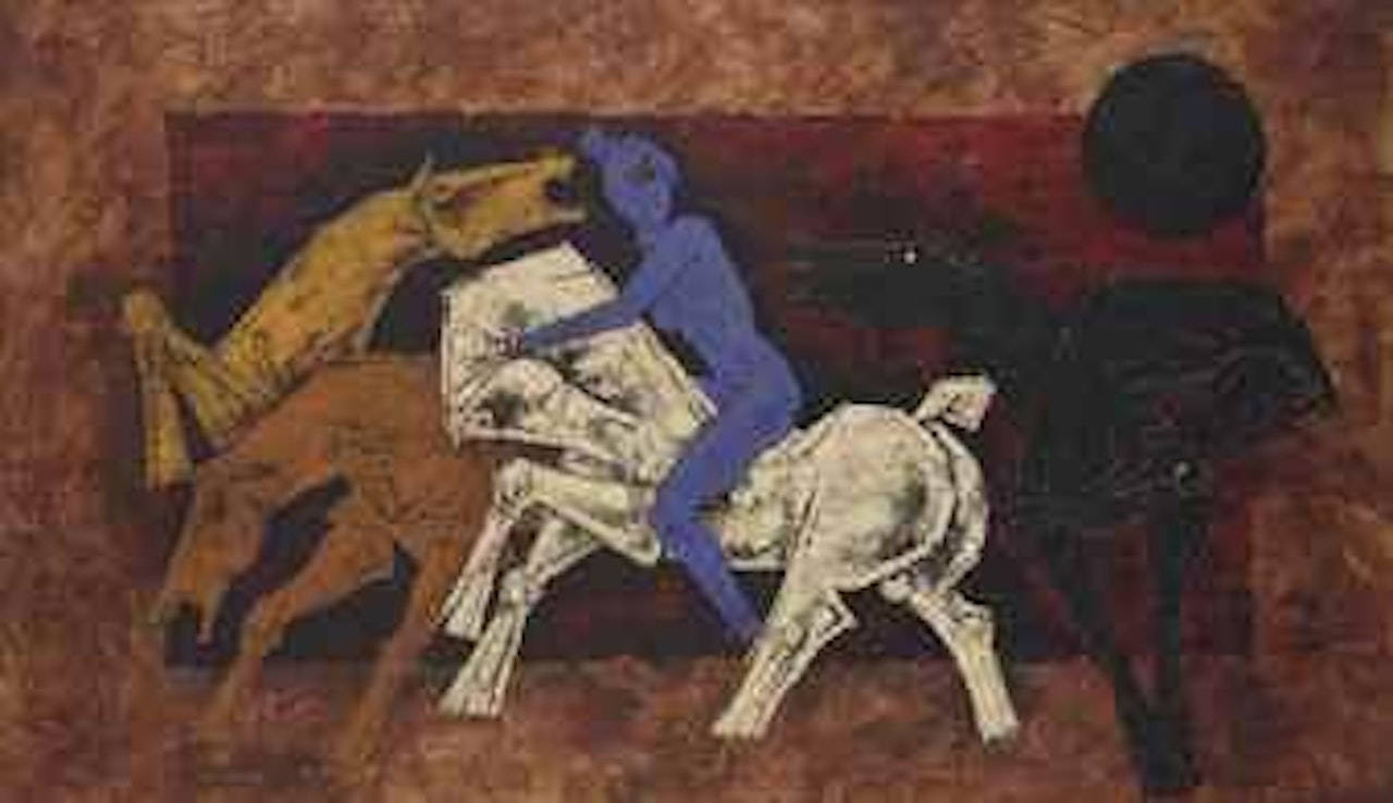Untitled (Horses and Rider) by M.F. Husain