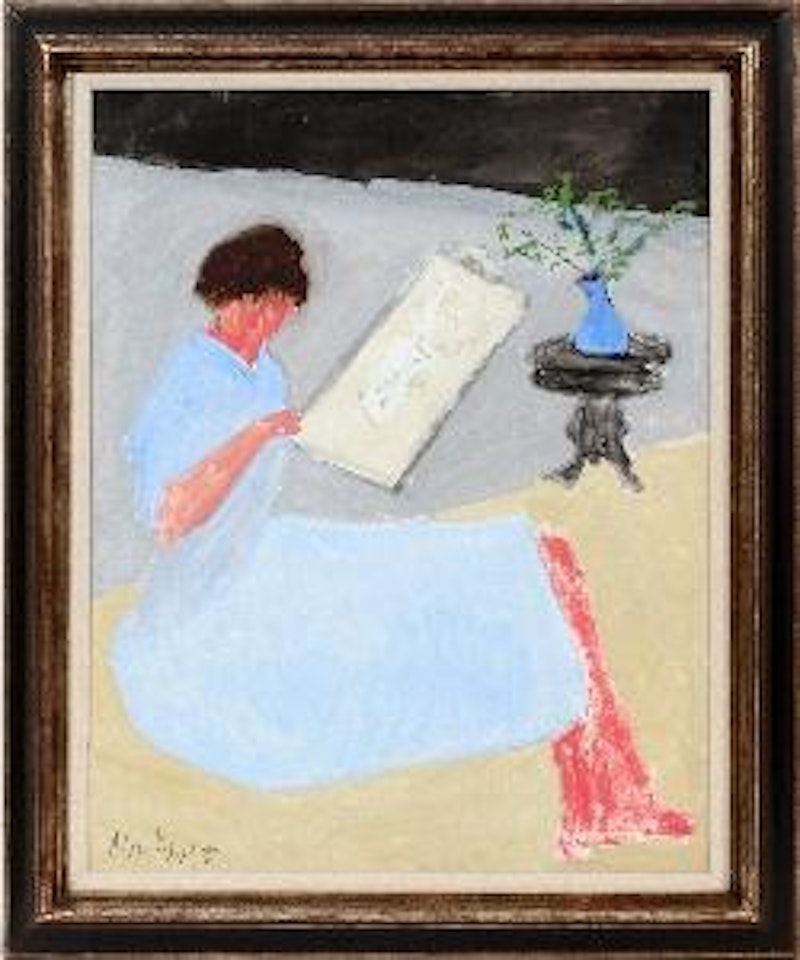 Blue dress, blue vase by Milton Avery