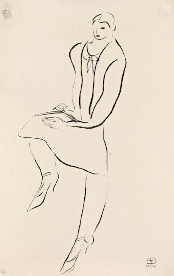 Lady in drawing by Sanyu