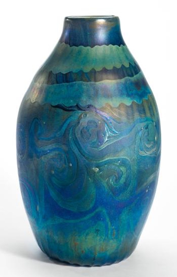 An early monumental decorated vase by Tiffany Studios