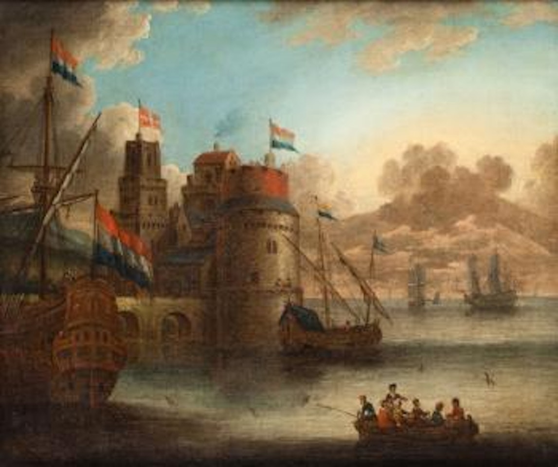 Navires devant la ville by Jan Abrahamsz. Beerstraten
