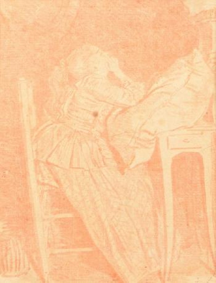 Jeune fille assise rêvassant sur son oreiller by Jean-Honoré Fragonard