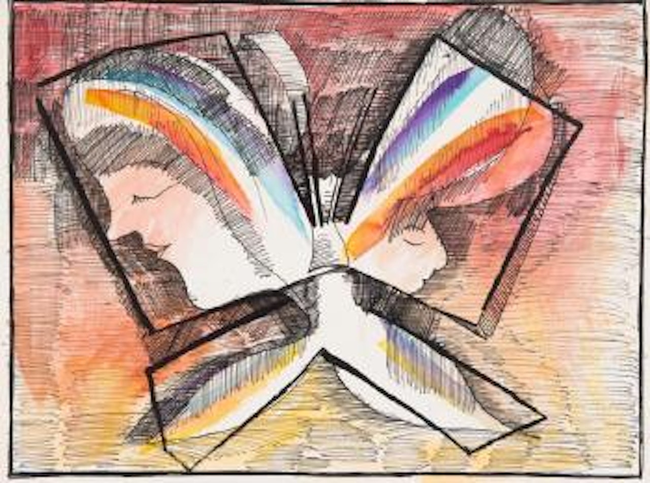Alice explains the rainforest to the White Rabbit by Charles Blackman