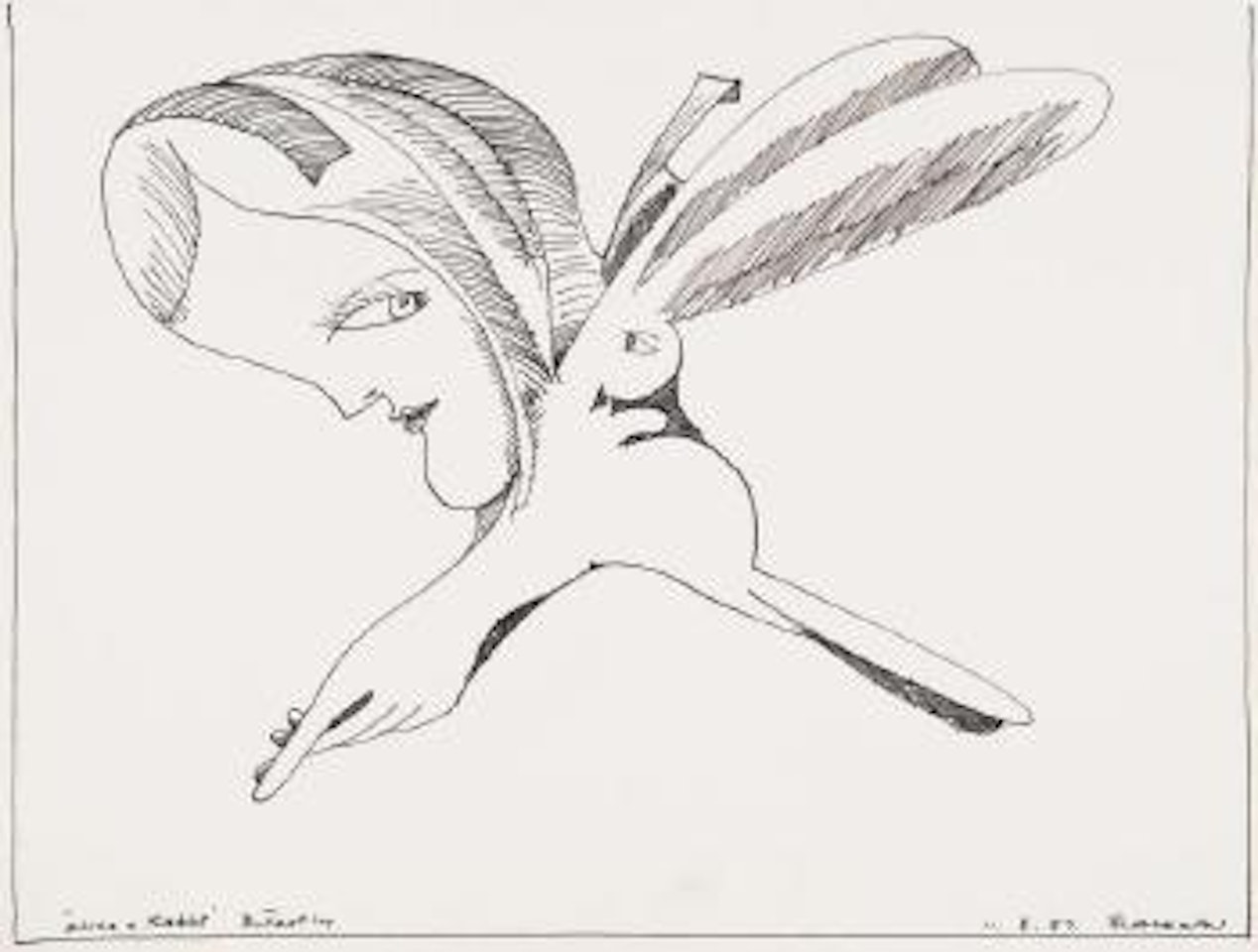 Alice & rabbit butterfly by Charles Blackman