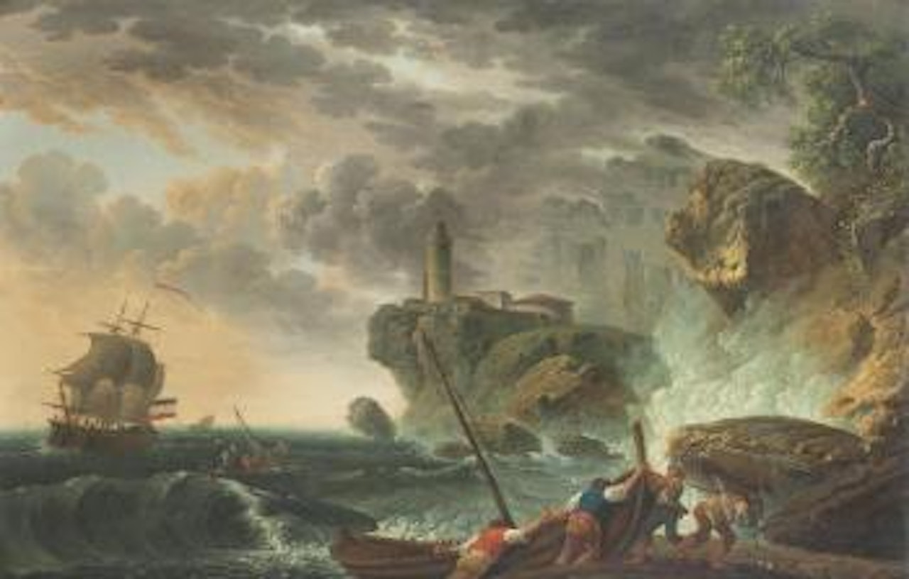 Pêcheurs dans la tempête by French School by Claude Joseph Vernet
