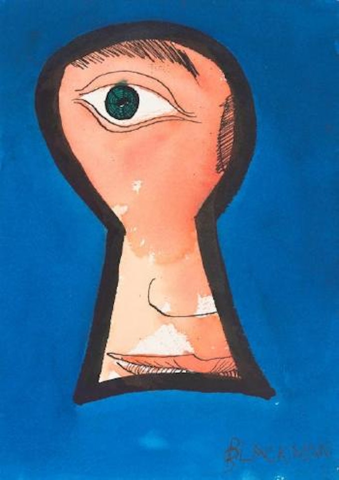 Peeping through the key hole by Charles Blackman