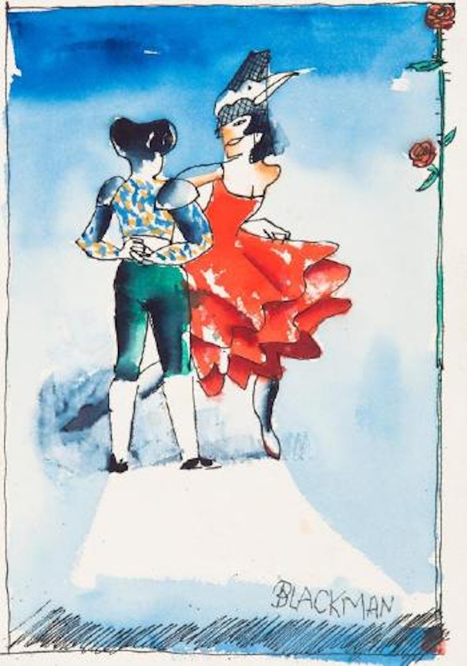 Costumed dancers by Charles Blackman