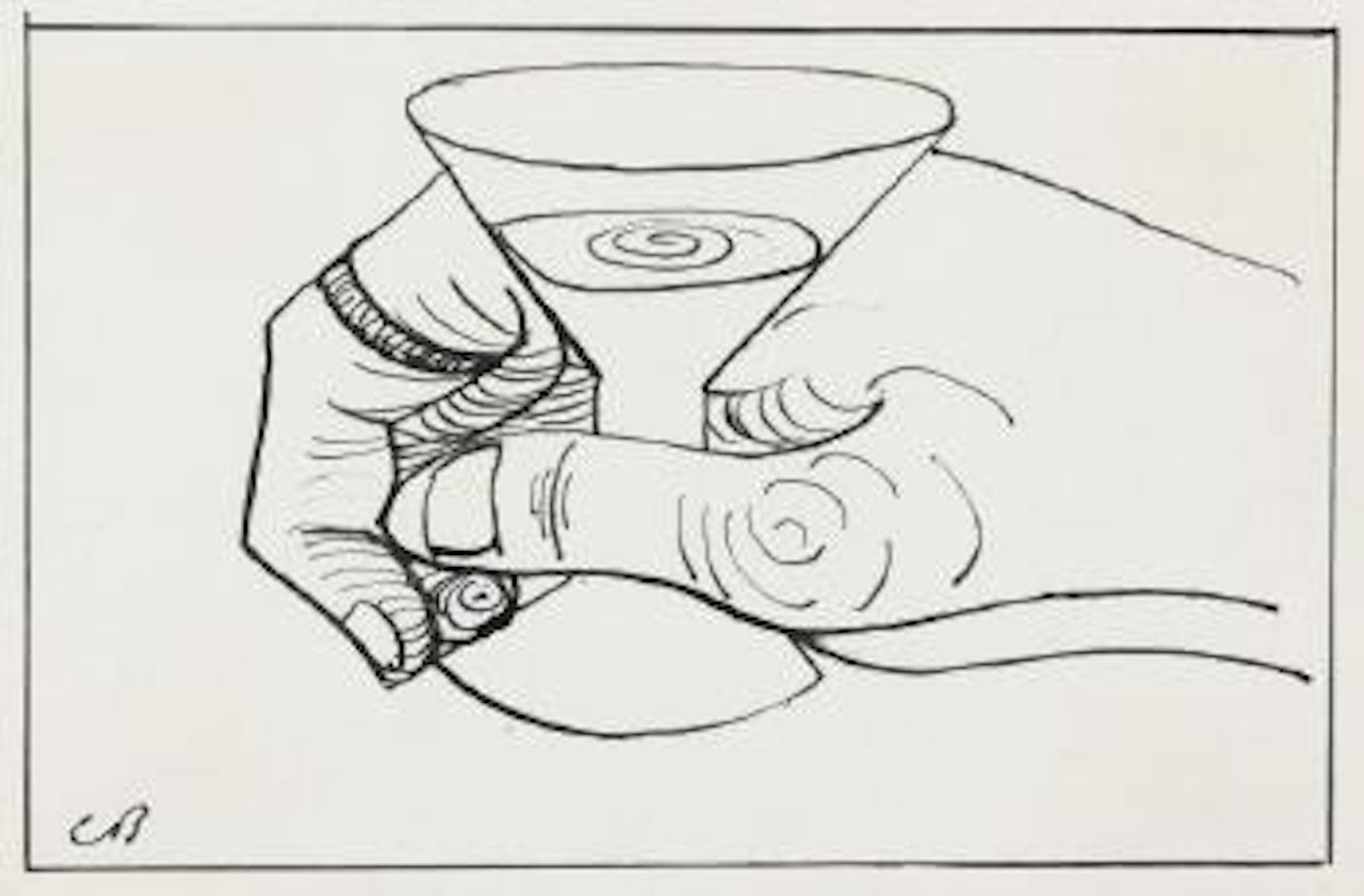 Cooking series VII (the hand that holds the glass) by Charles Blackman