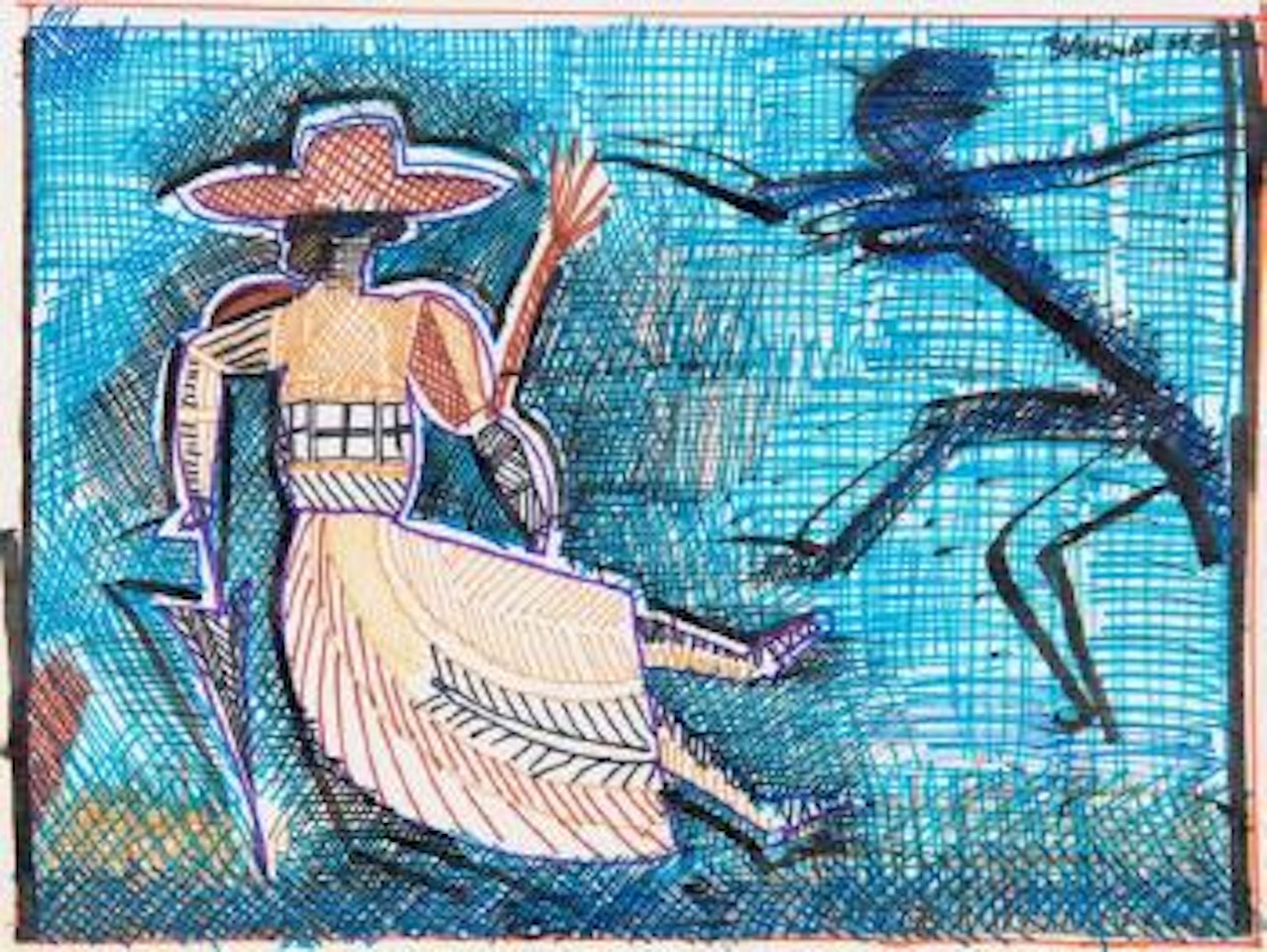 Untitled (fighting figures) by Charles Blackman