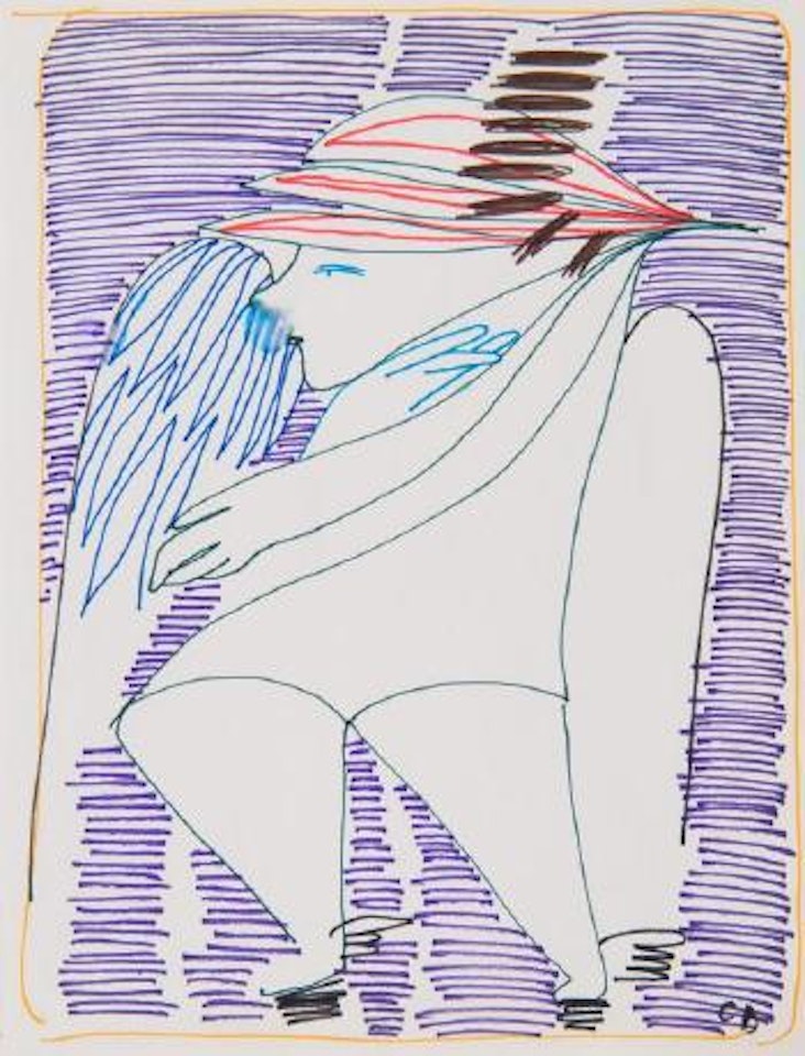 Untitled (woman in red hat) by Charles Blackman