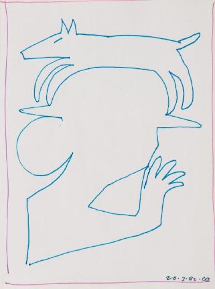 Untitled (figure and dog) by Charles Blackman