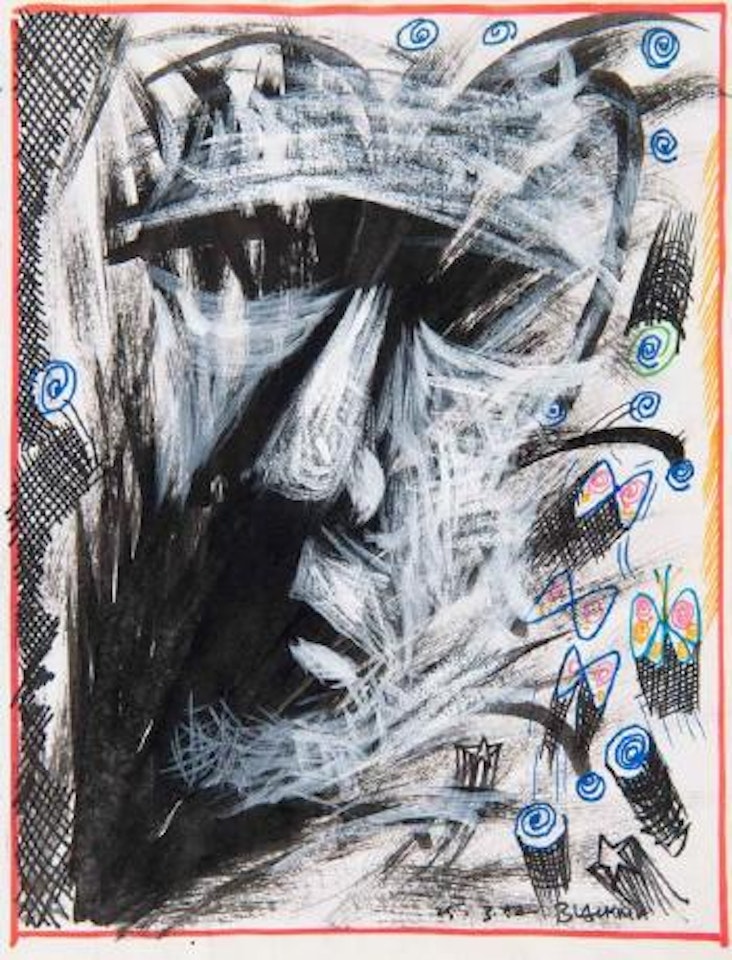 Untitled (face and butterflies) by Charles Blackman