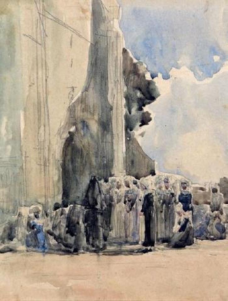 Sortie de l’église, à Chateauneuf du Faou by Eugène Boudin
