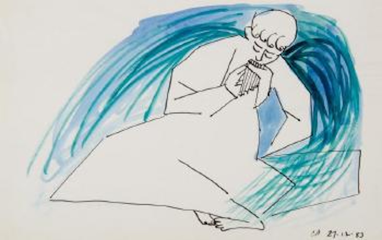 Grecian reed player by Charles Blackman