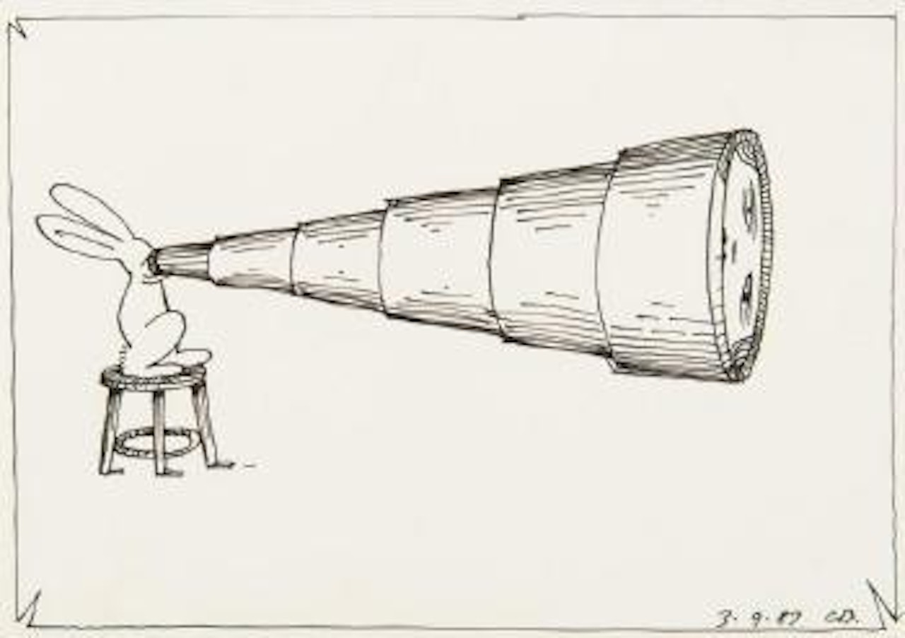 Rabbit and telescope by Charles Blackman