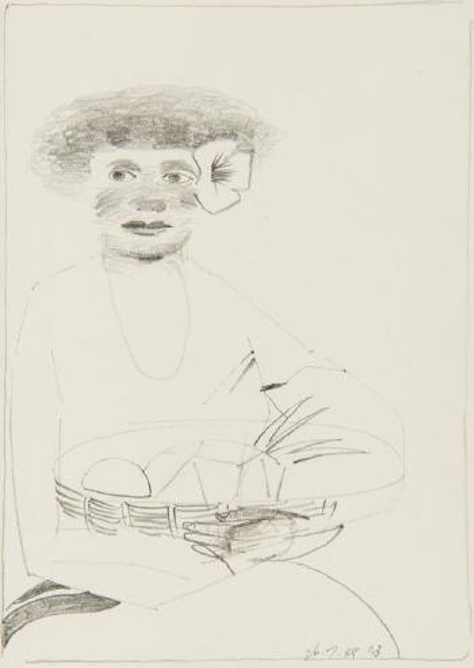 Fijian woman with fruit basket by Charles Blackman
