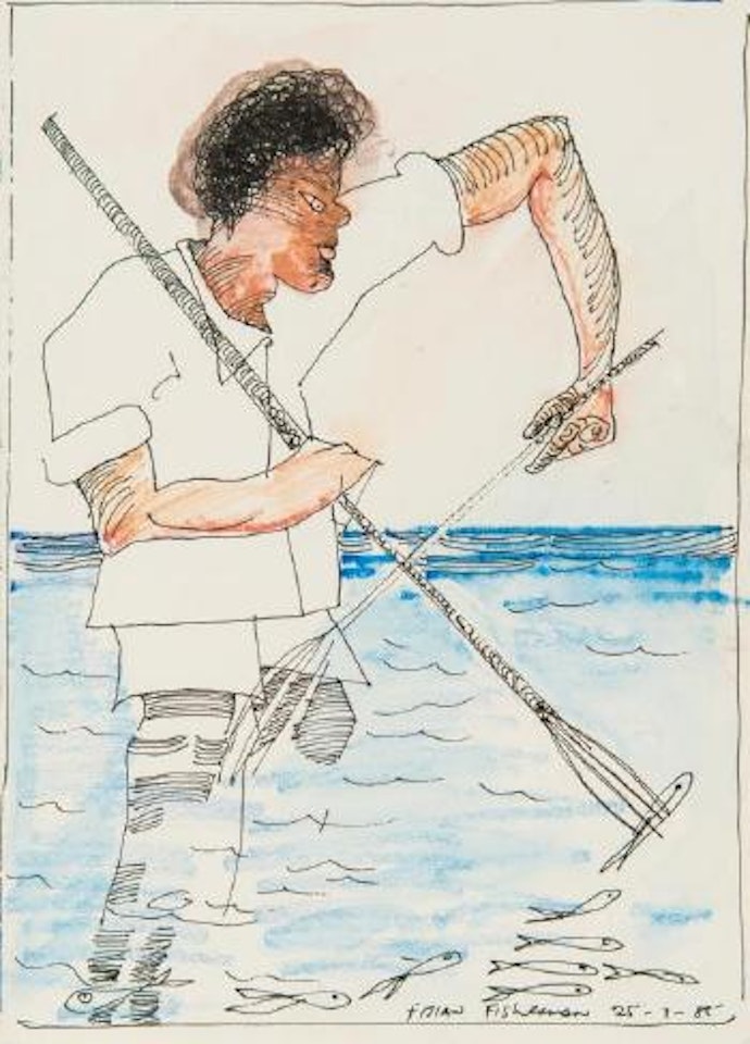 Fijian fisherman by Charles Blackman