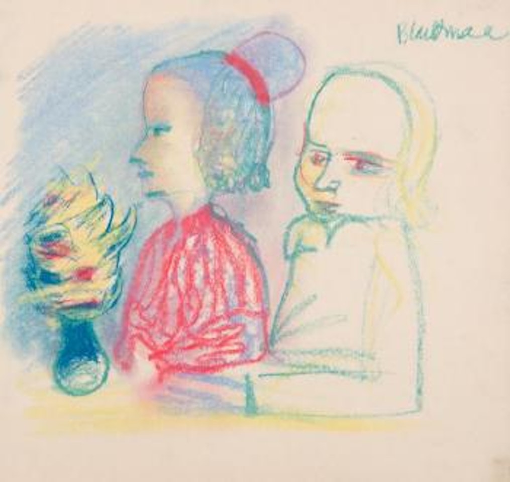 Two figures and flowers by Charles Blackman