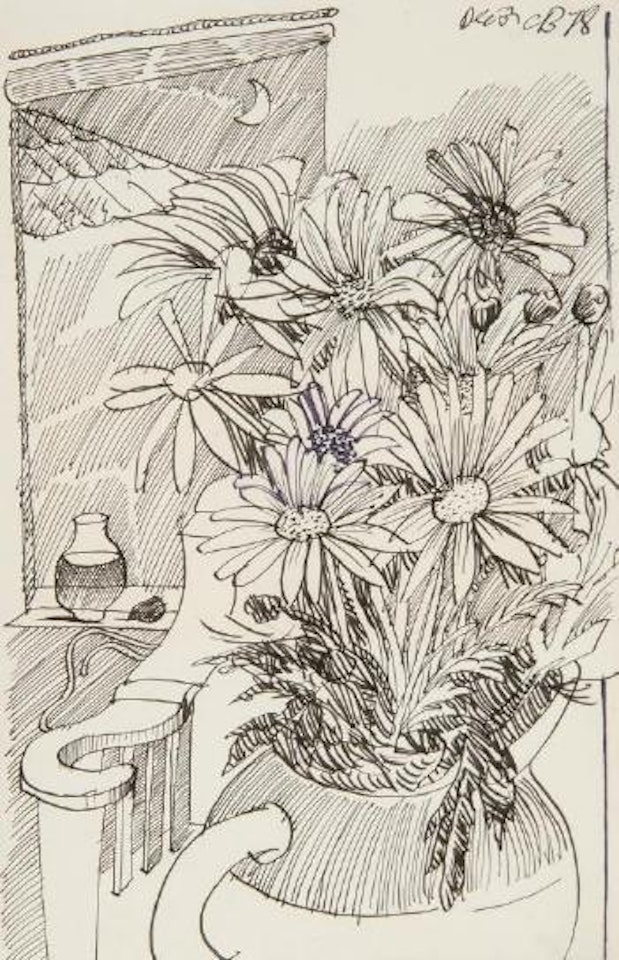 Flowers in interior by Charles Blackman