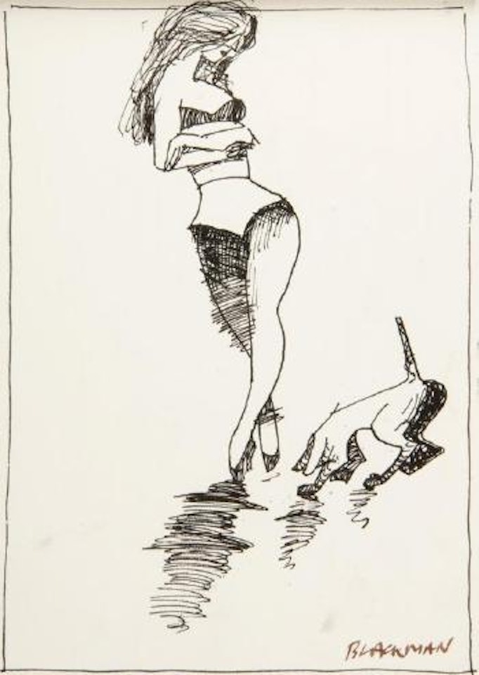 Bather and dog by Charles Blackman