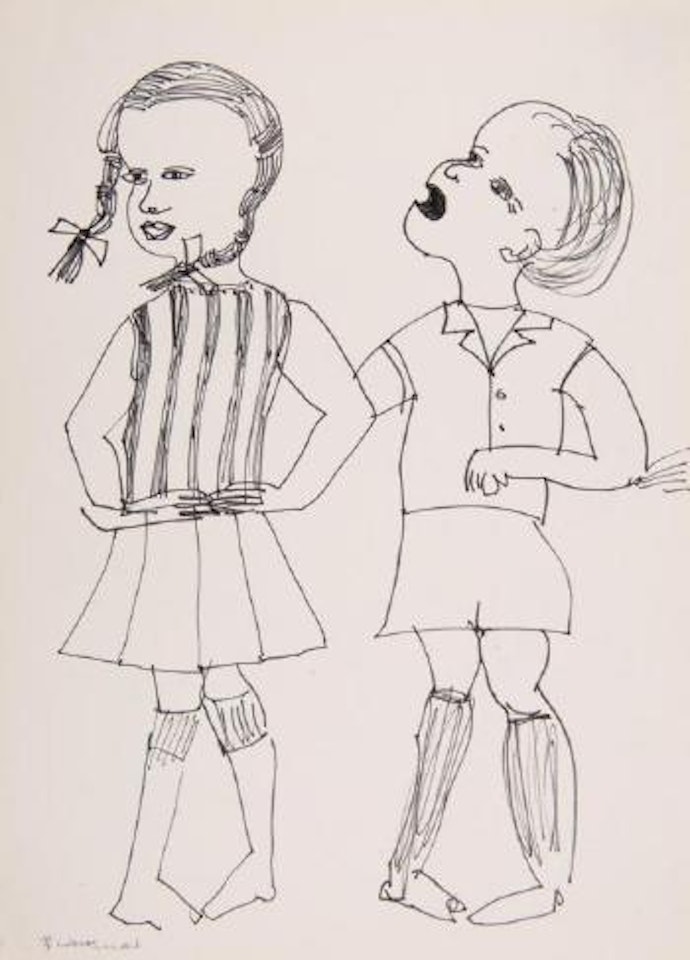 Children playing sport by Charles Blackman