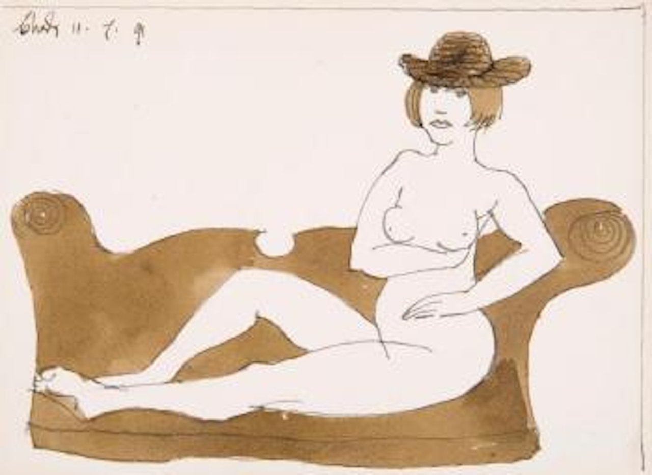 Nude with hat by Charles Blackman