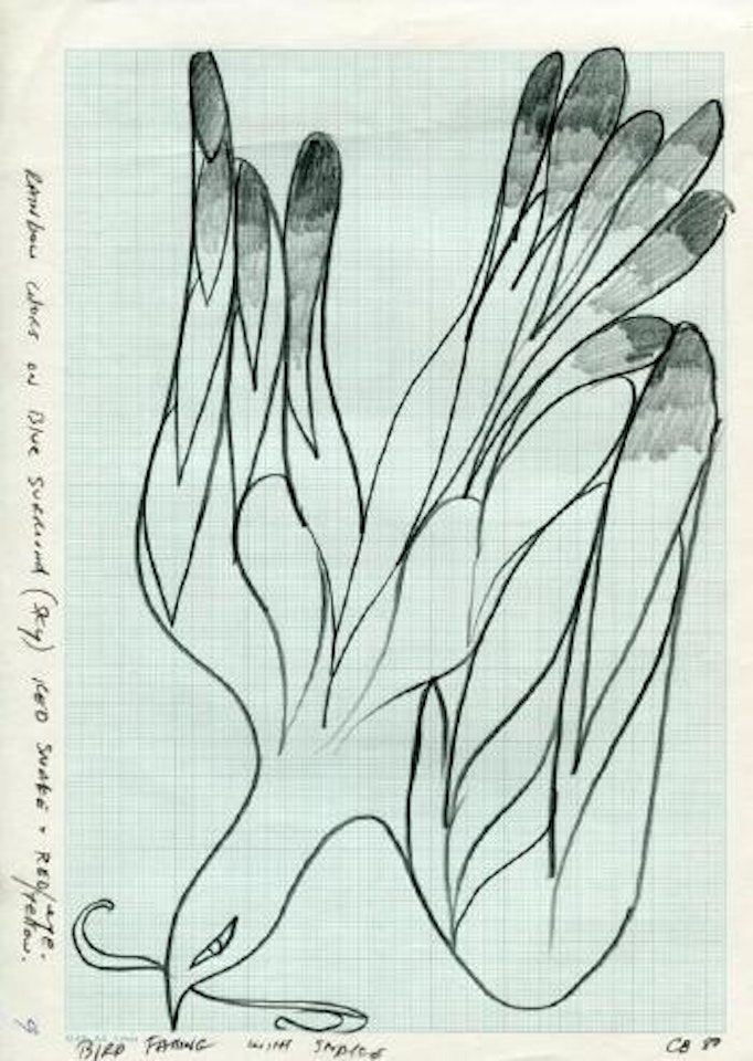 Bird falling with snake by Charles Blackman