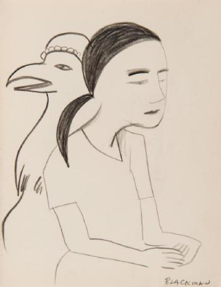 Girl and penguin by Charles Blackman