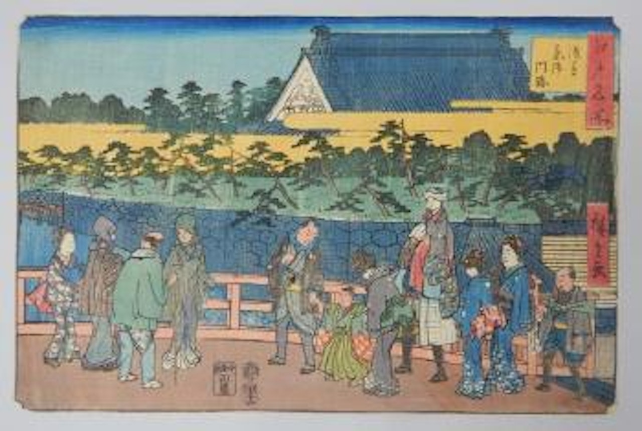 Le temple Gomonzeki de l'Est à Asakusa by Utagawa Hiroshige