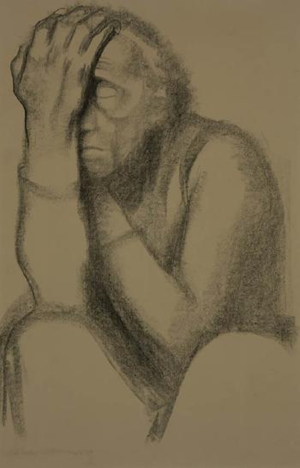 Nachdenkende Frau (Klipstein 147) by Kathe Kollwitz