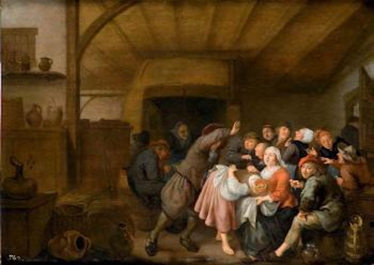 Interno di taverna con paesani che giocano a 'La mano calda' by Jan Miense Molenaer