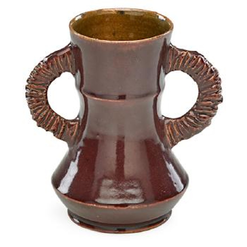 Snake-handled vase by George E. Ohr