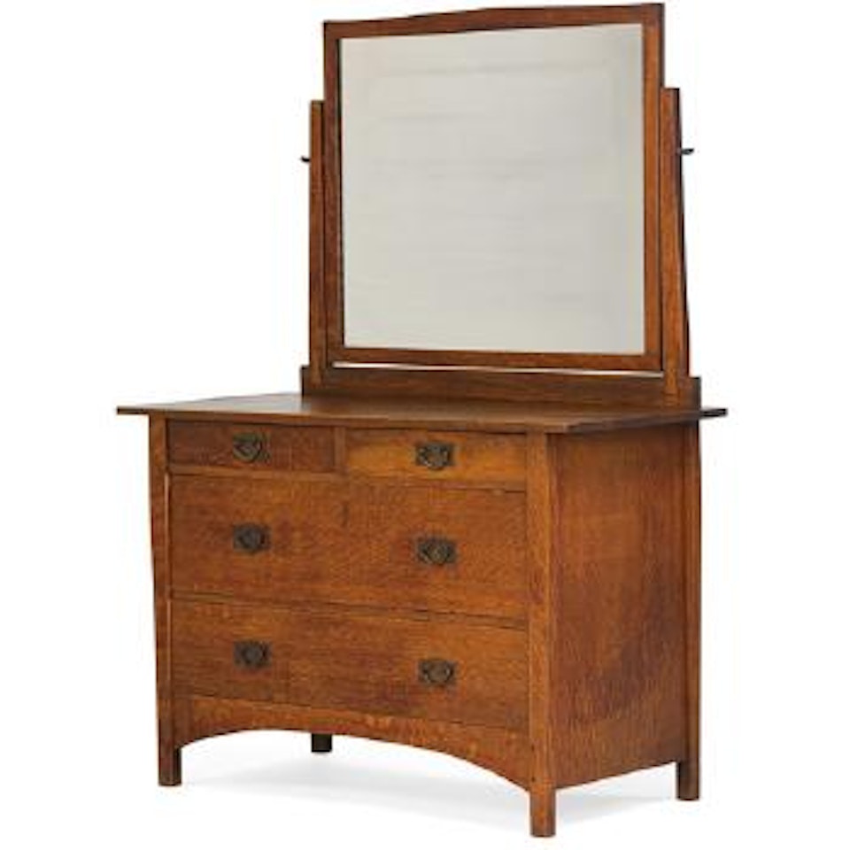 Low dresser with mirror by Gustav Stickley