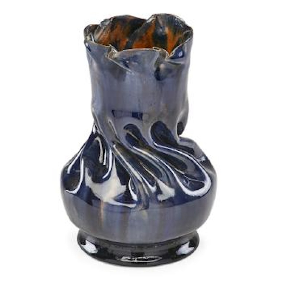 Fine vase with in-body twist and ruffled rim by George E. Ohr