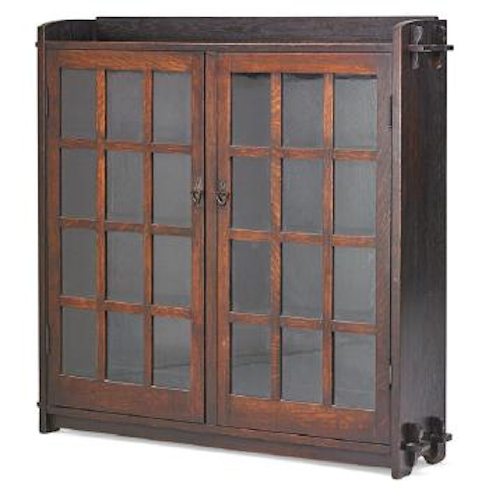 Double-door bookcase by Gustav Stickley