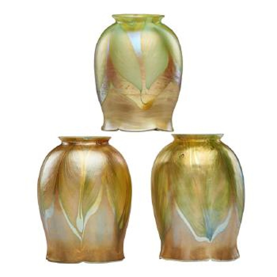 Three pulled-feather shades by Tiffany Studios