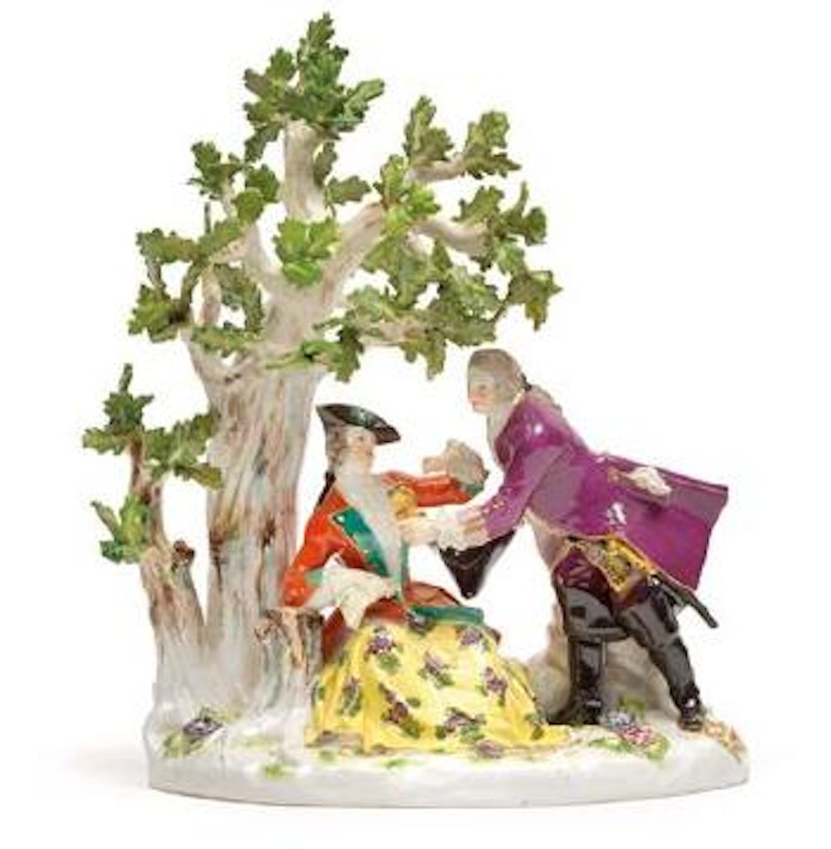 A figural group with elegant couple and tree by Johann Joachim Kändler