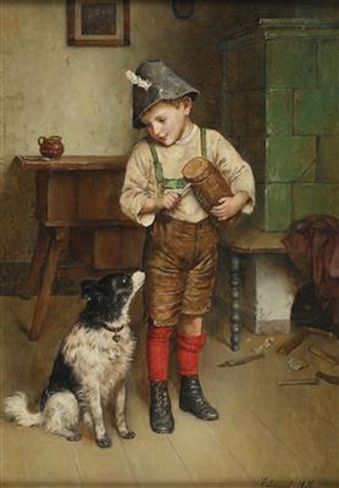 Junge mit Hund by Edmund Adler