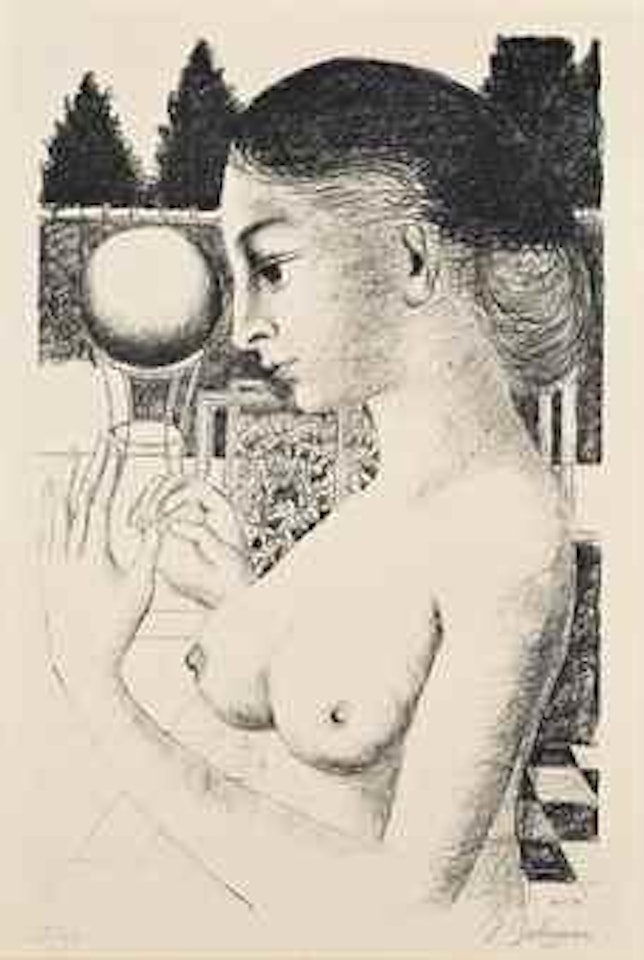 Woman with Ball by Paul Delvaux